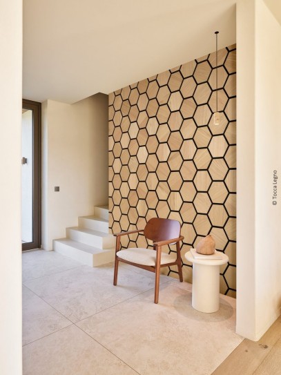 Akustični stenski panel s furnirjem HRAST HEXA hexagon šestkotnik